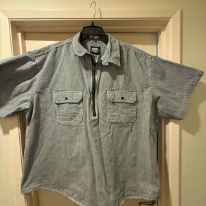 Hickory Stripe Short Sleeve Zip Logger Shirt 3XLR